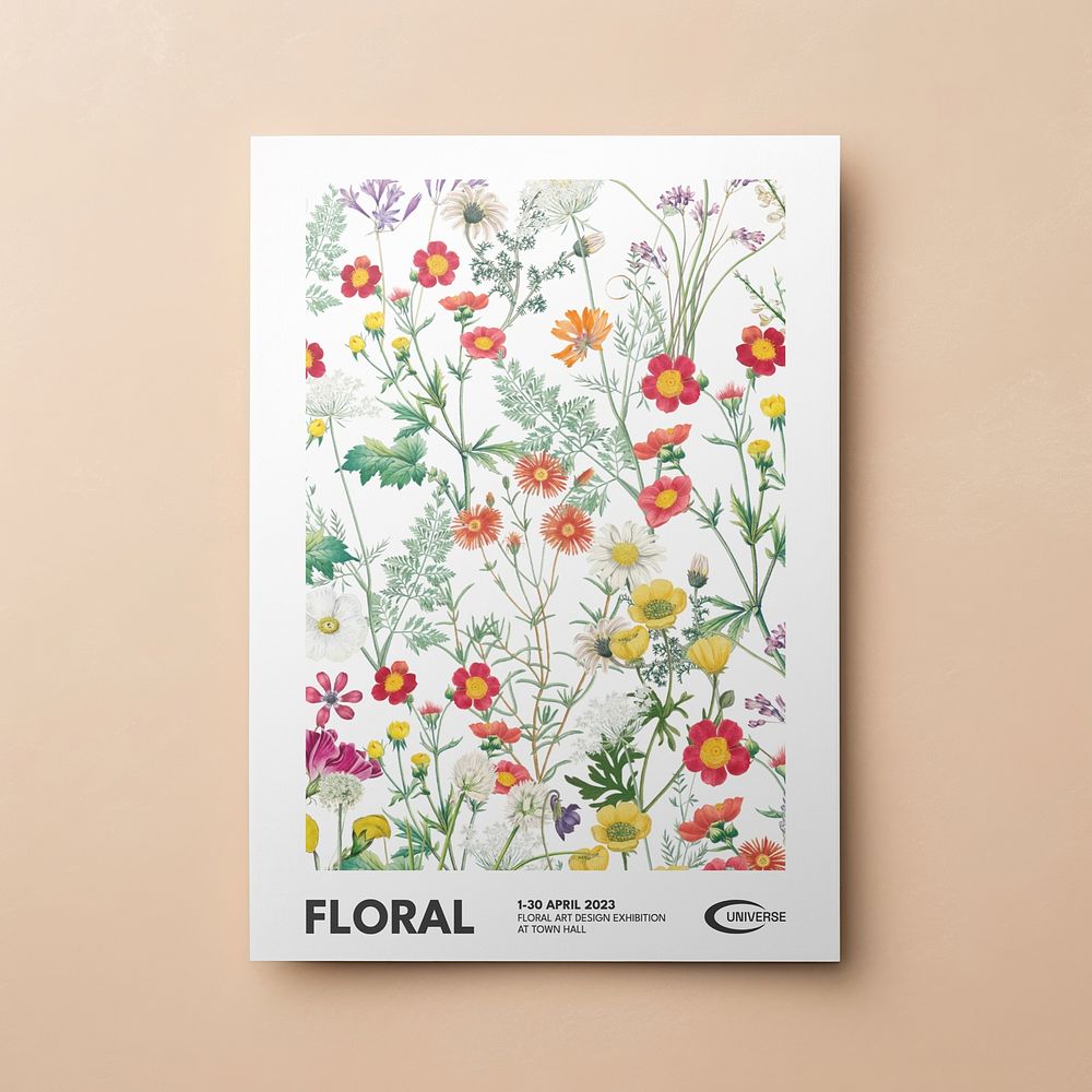 floral poster flat lay