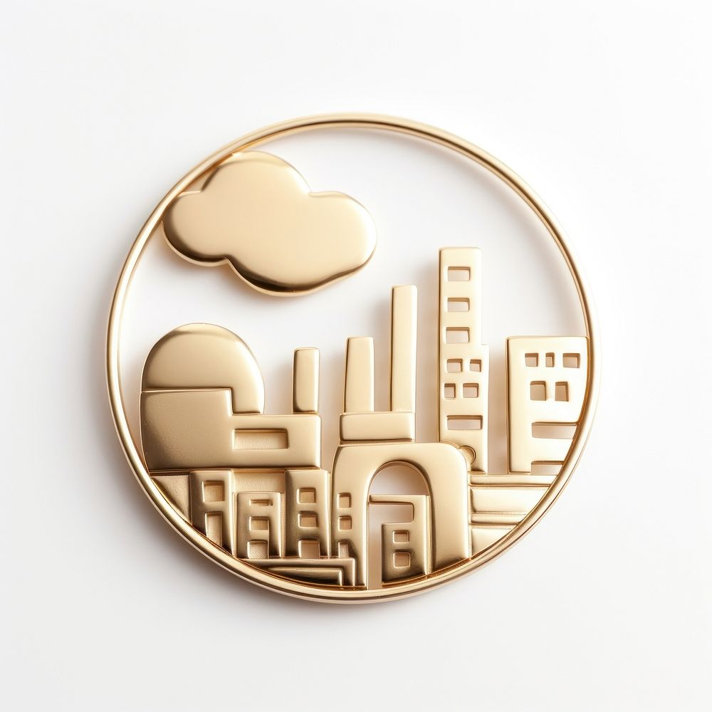 Brooch of city gold symbol badge.