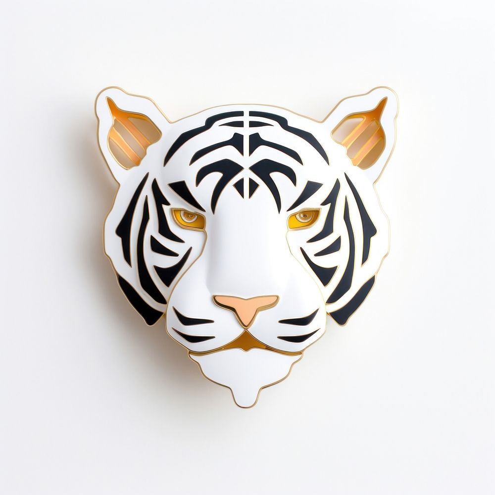 Brooch of cute tiger porcelain wildlife pottery.
