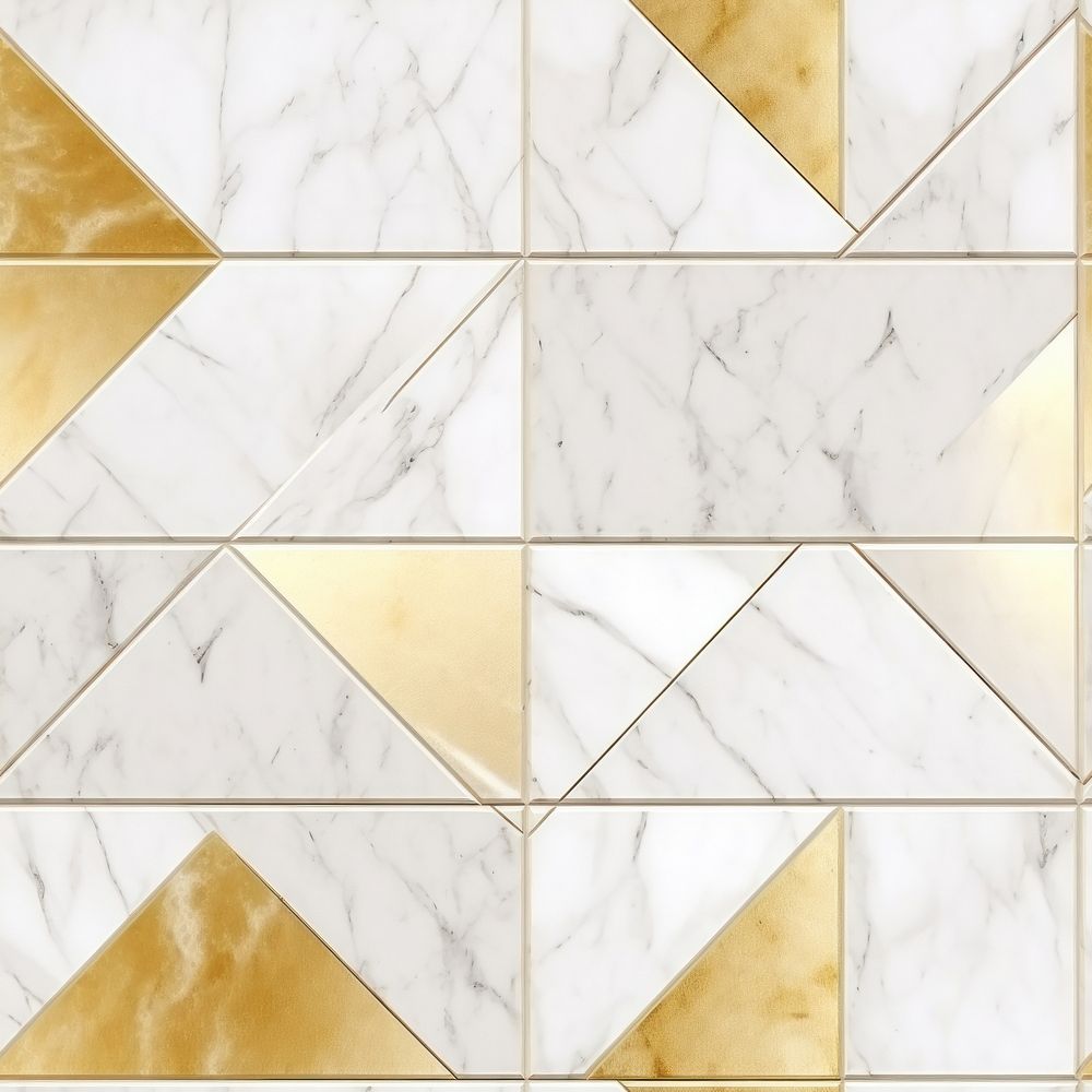 Gold geometric tile pattern flooring.