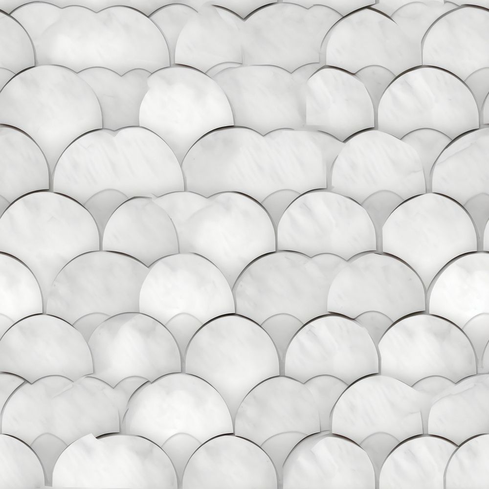 Fish scale tile pattern sphere paper white.