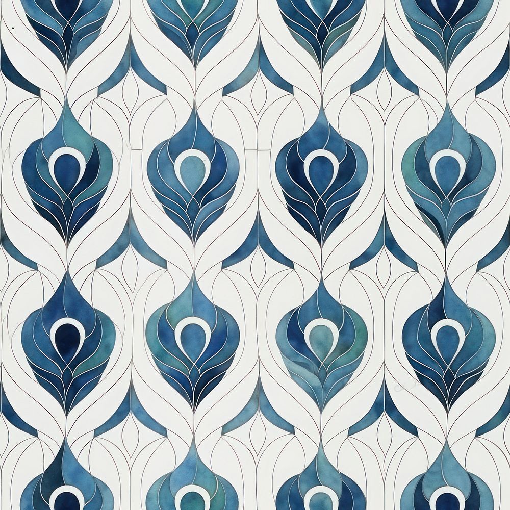 Peacock tile pattern graphics rug art.