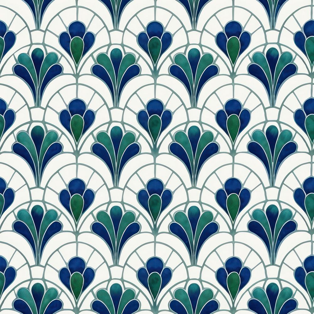 Peacock tile pattern graphics art floral design.