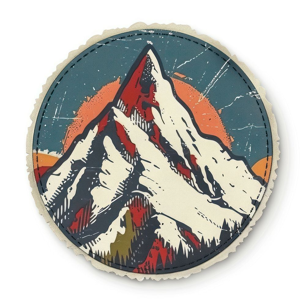 Mountain ticket symbol badge logo.
