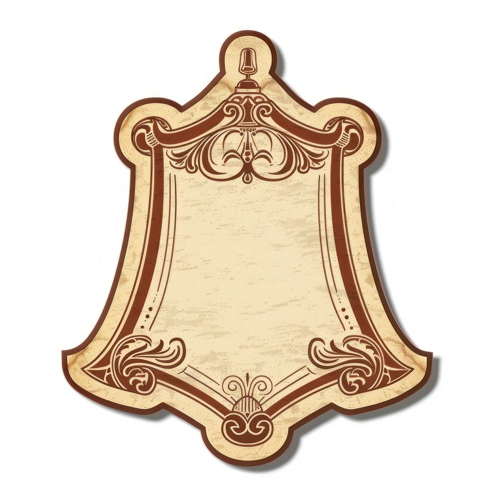 A bell shape ticket furniture symbol badge.