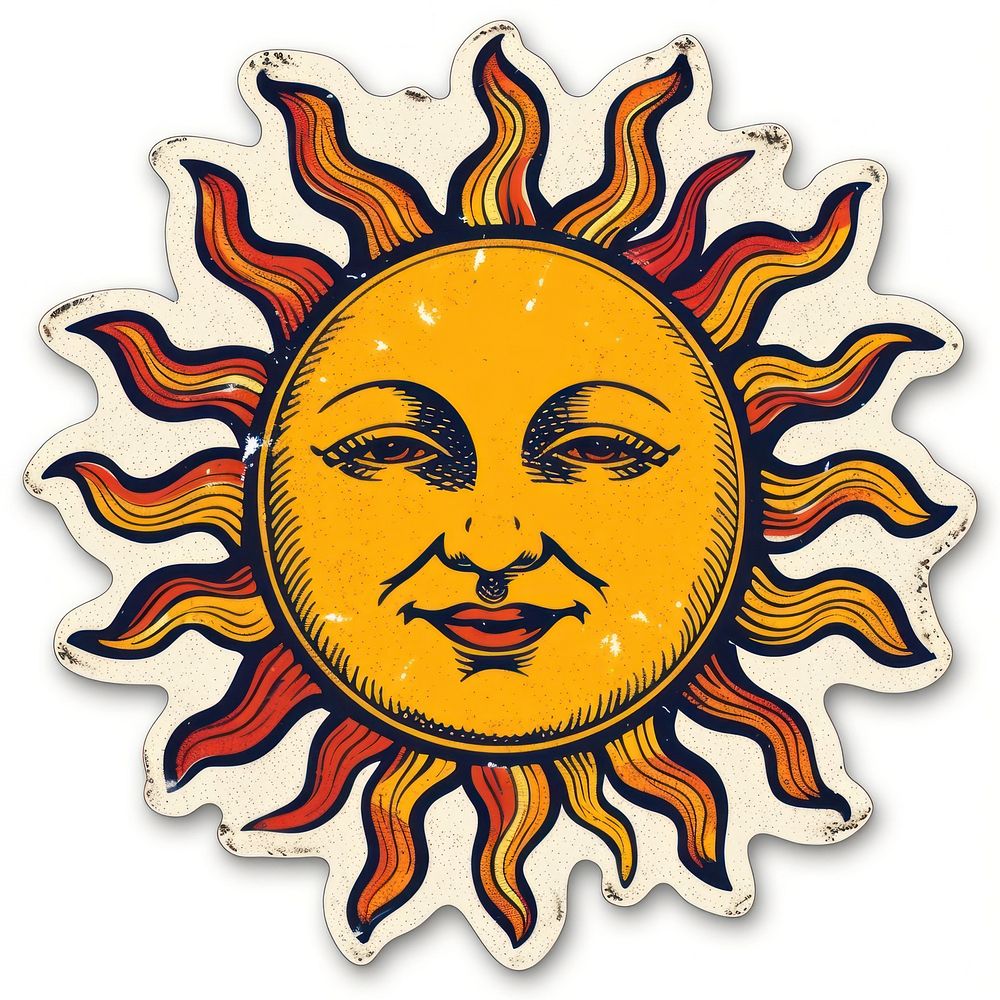 Sun shape ticket symbol person emblem.
