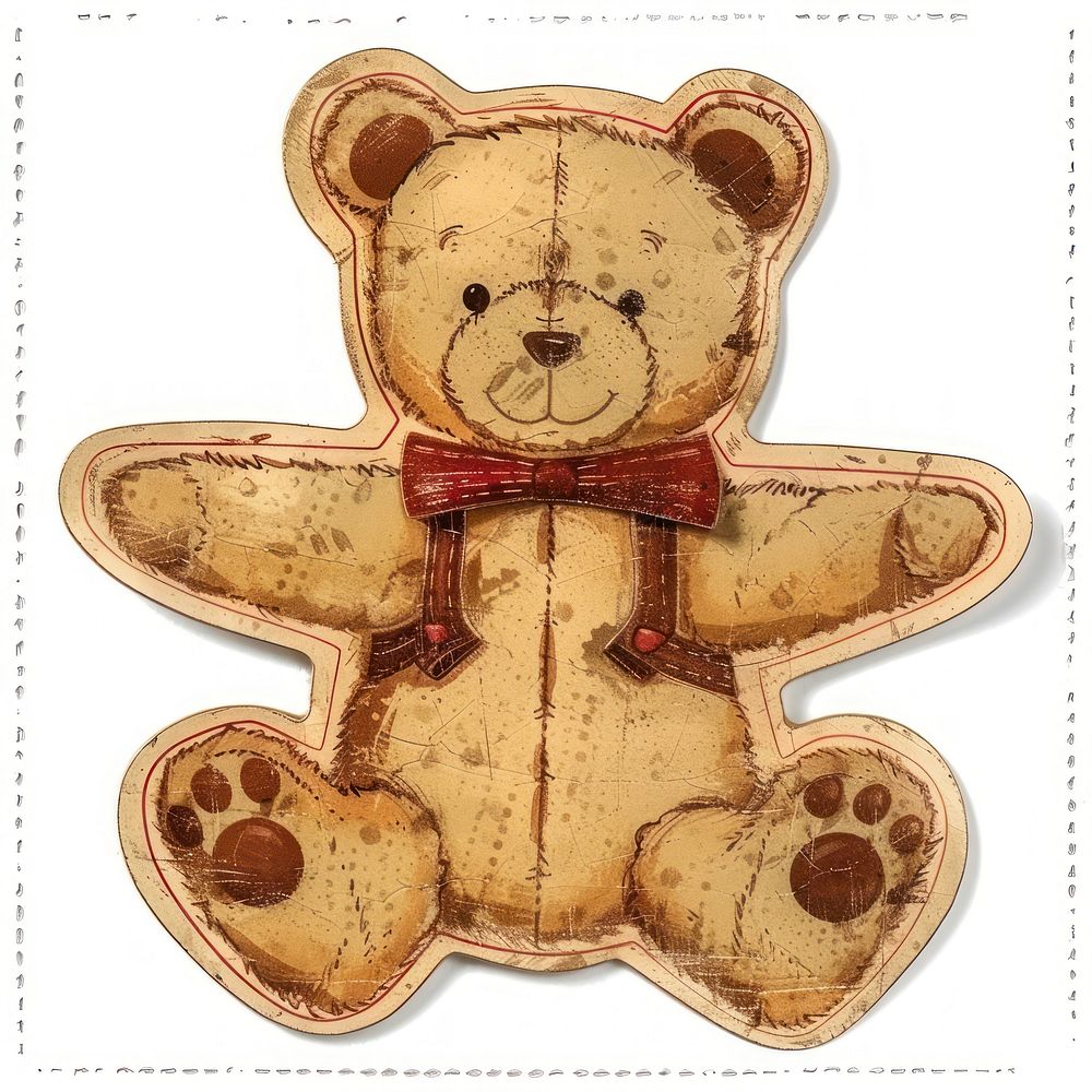 Teddy bear shape ticket confectionery gingerbread biscuit.