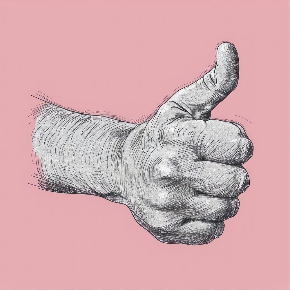 Thumbs up icon sketch art illustrated.