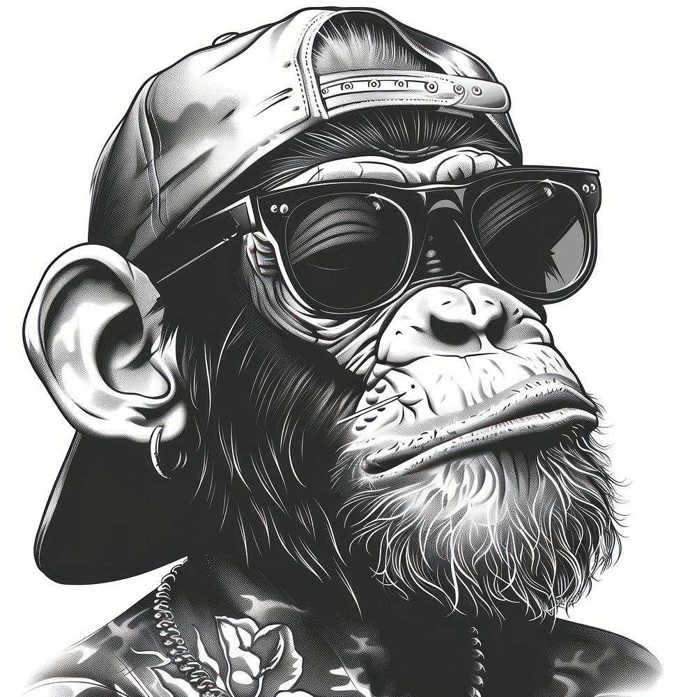 Monkey tattoo flash illustration accessories accessory wildlife.