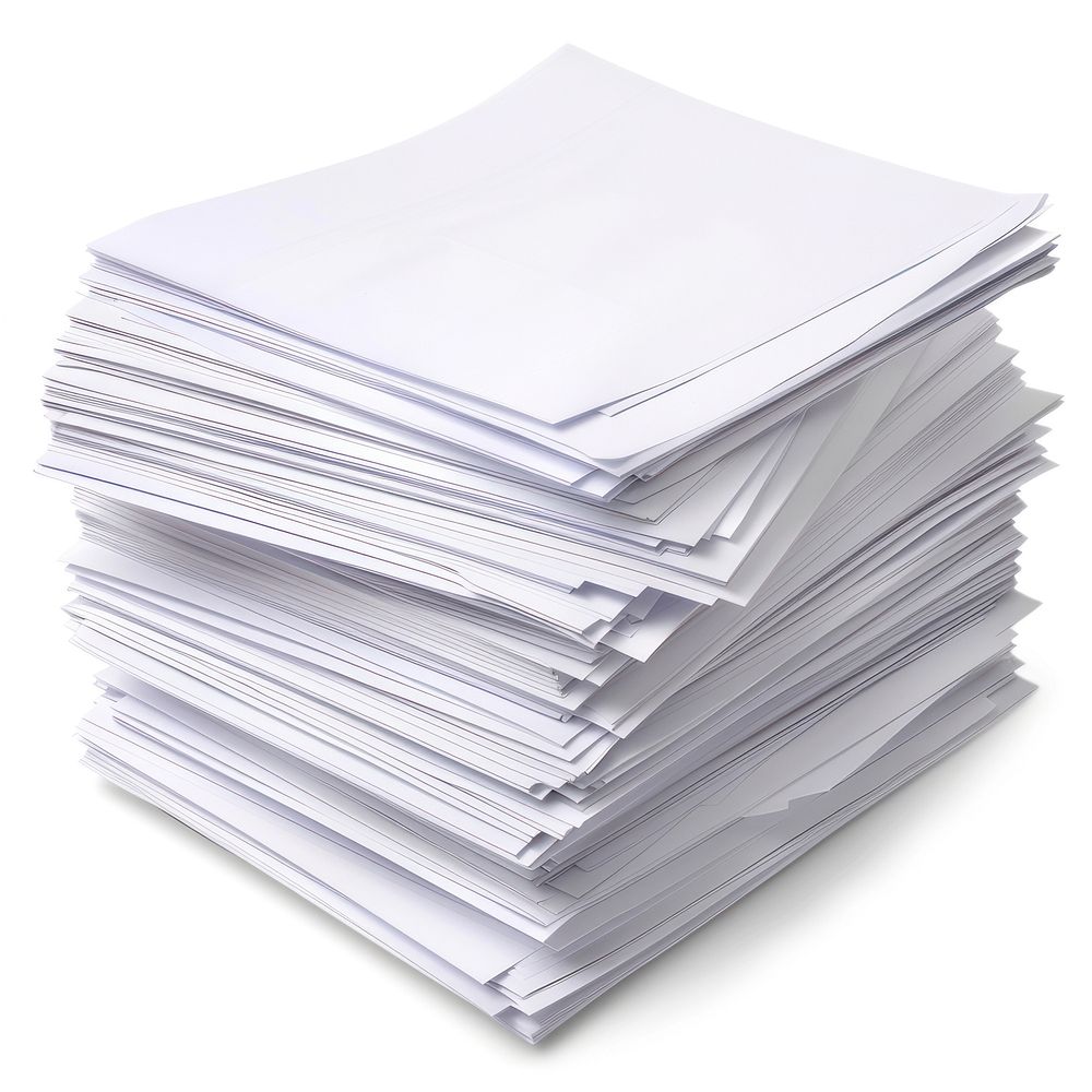 A stack of white paper sheets text.