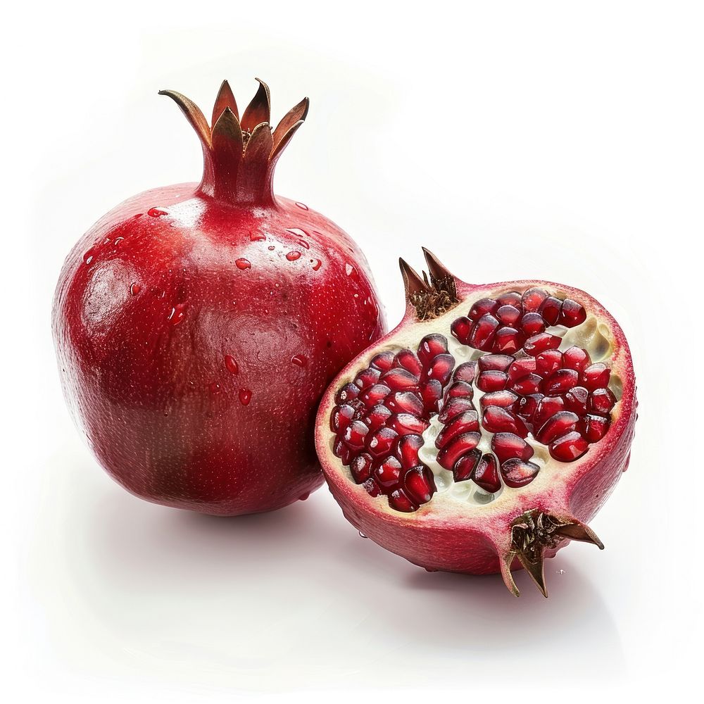 Pomegranate with half cut pomegranate produce fruit.