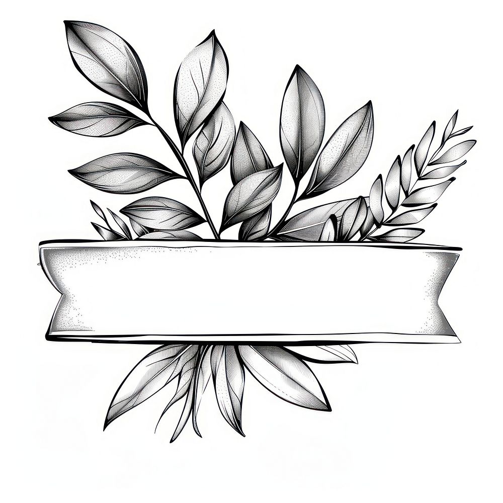 Ribbon with leafs art illustrated graphics.