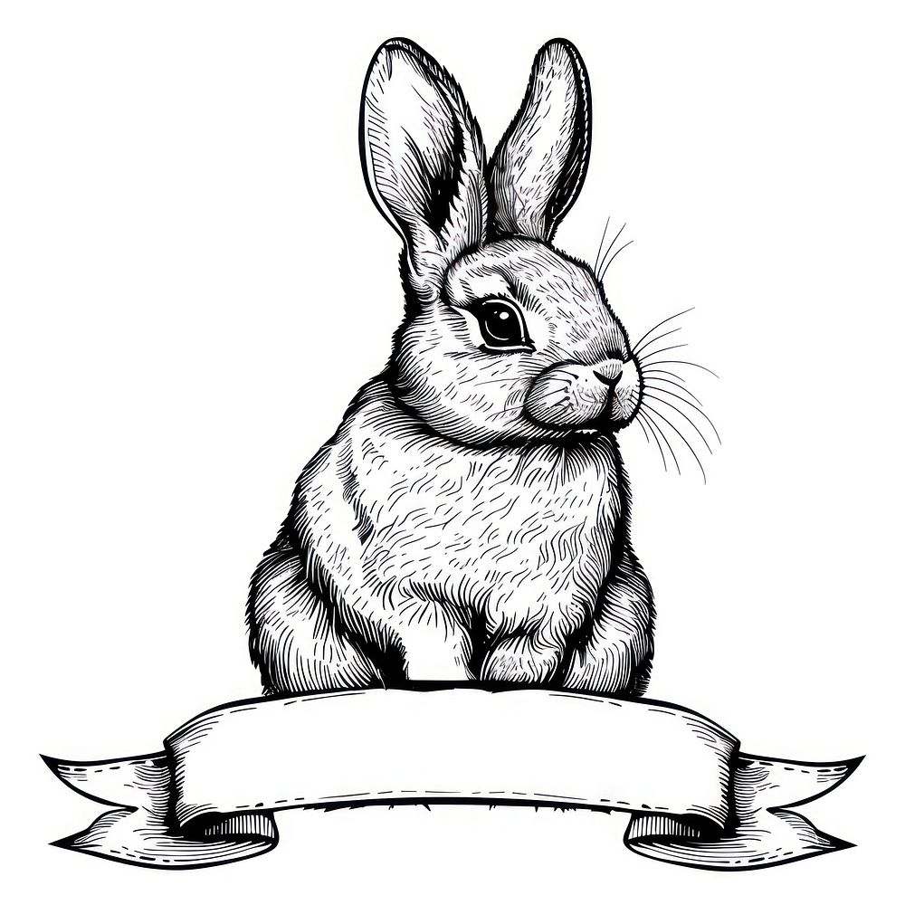 Ribbon with rabbit art illustrated kangaroo.