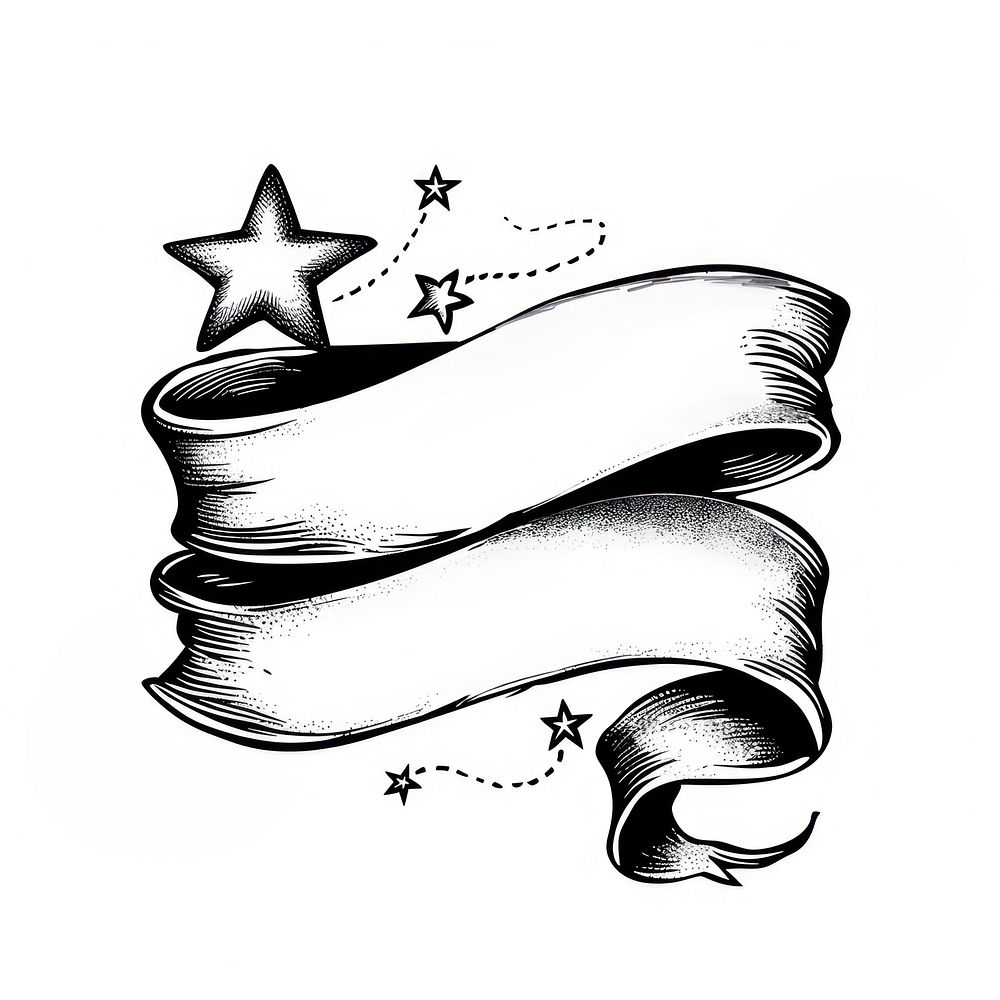 Ribbon with stars art illustrated drawing.