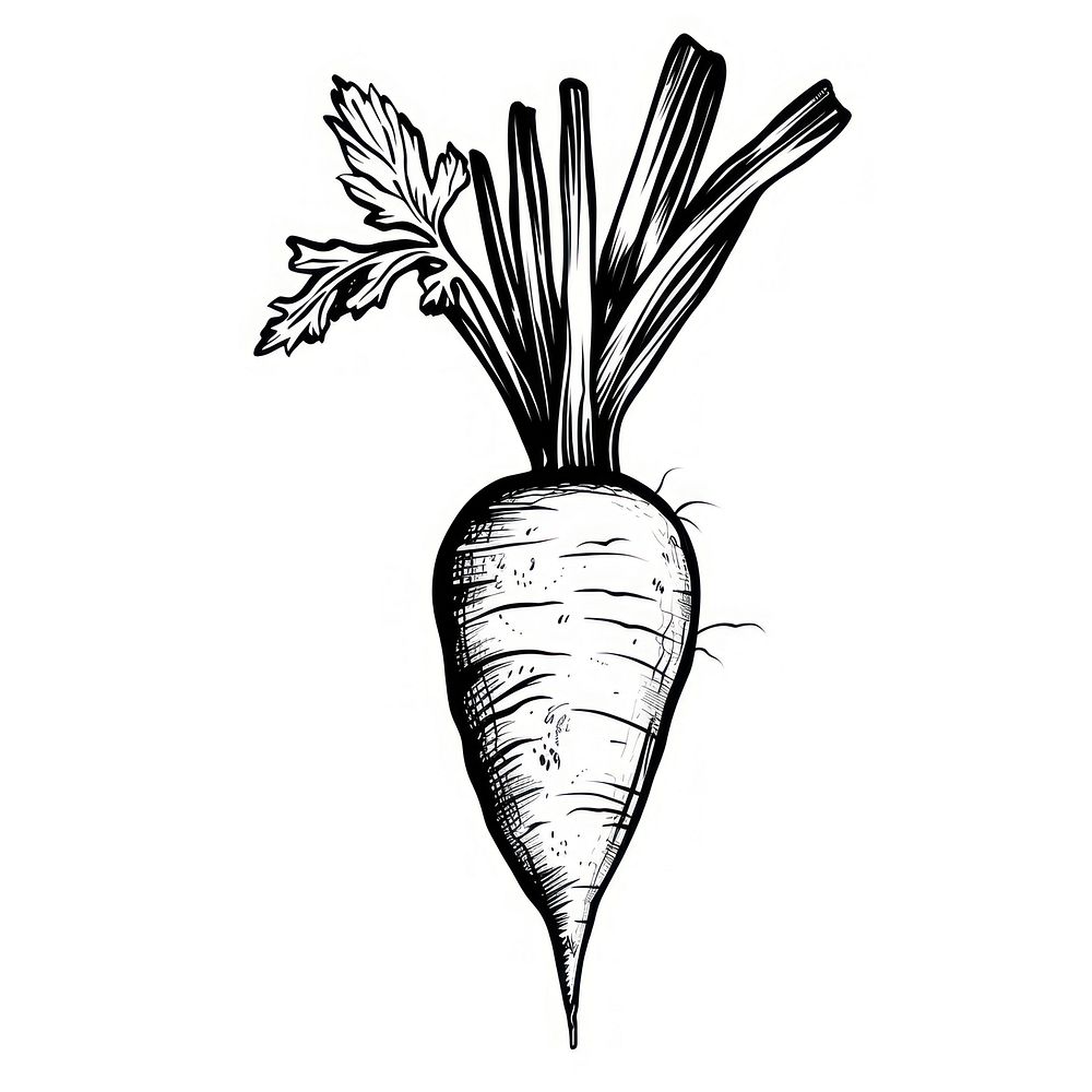 Carrot tattoo flash illustration vegetable produce parsnip.