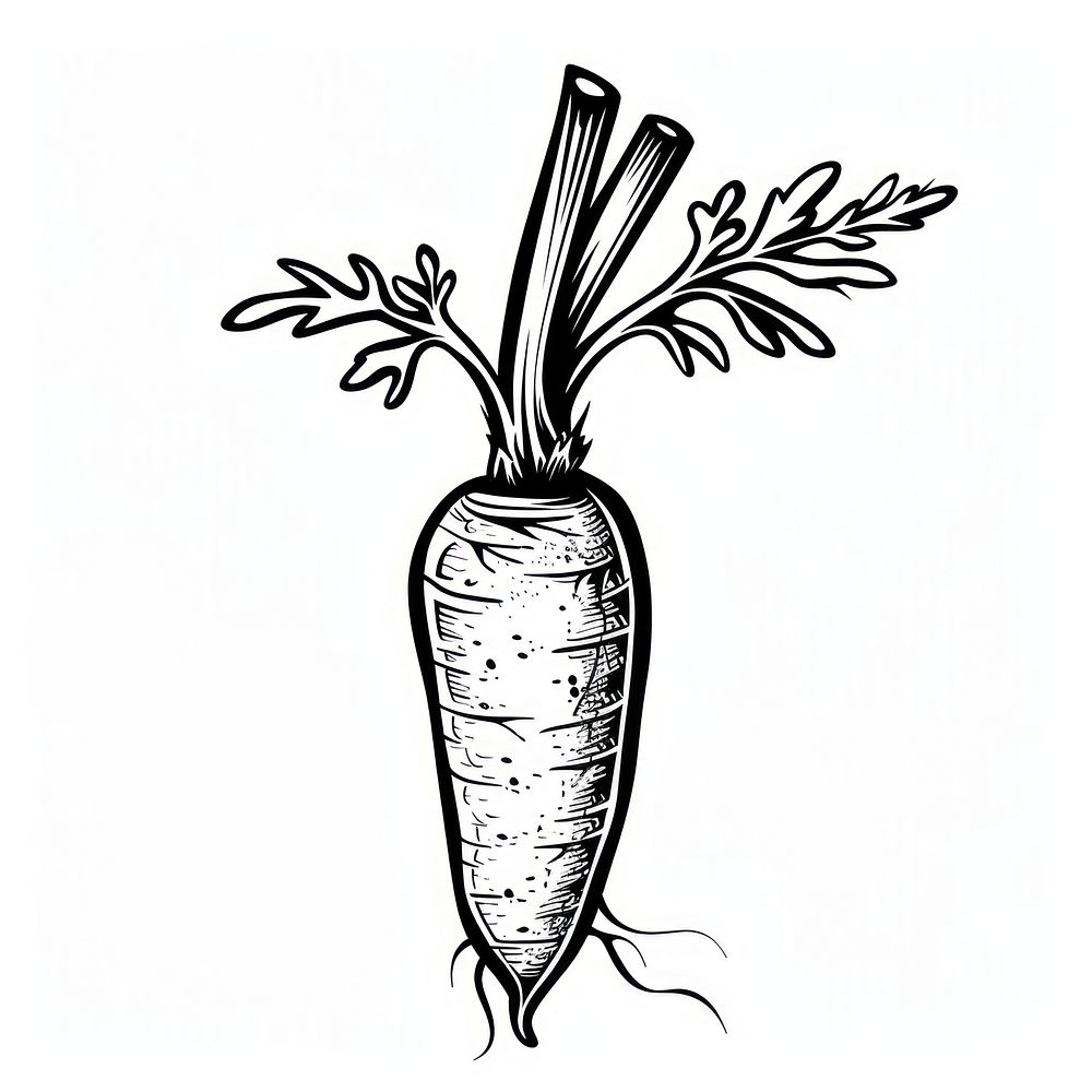 Carrot tattoo flash illustration vegetable dynamite weaponry.
