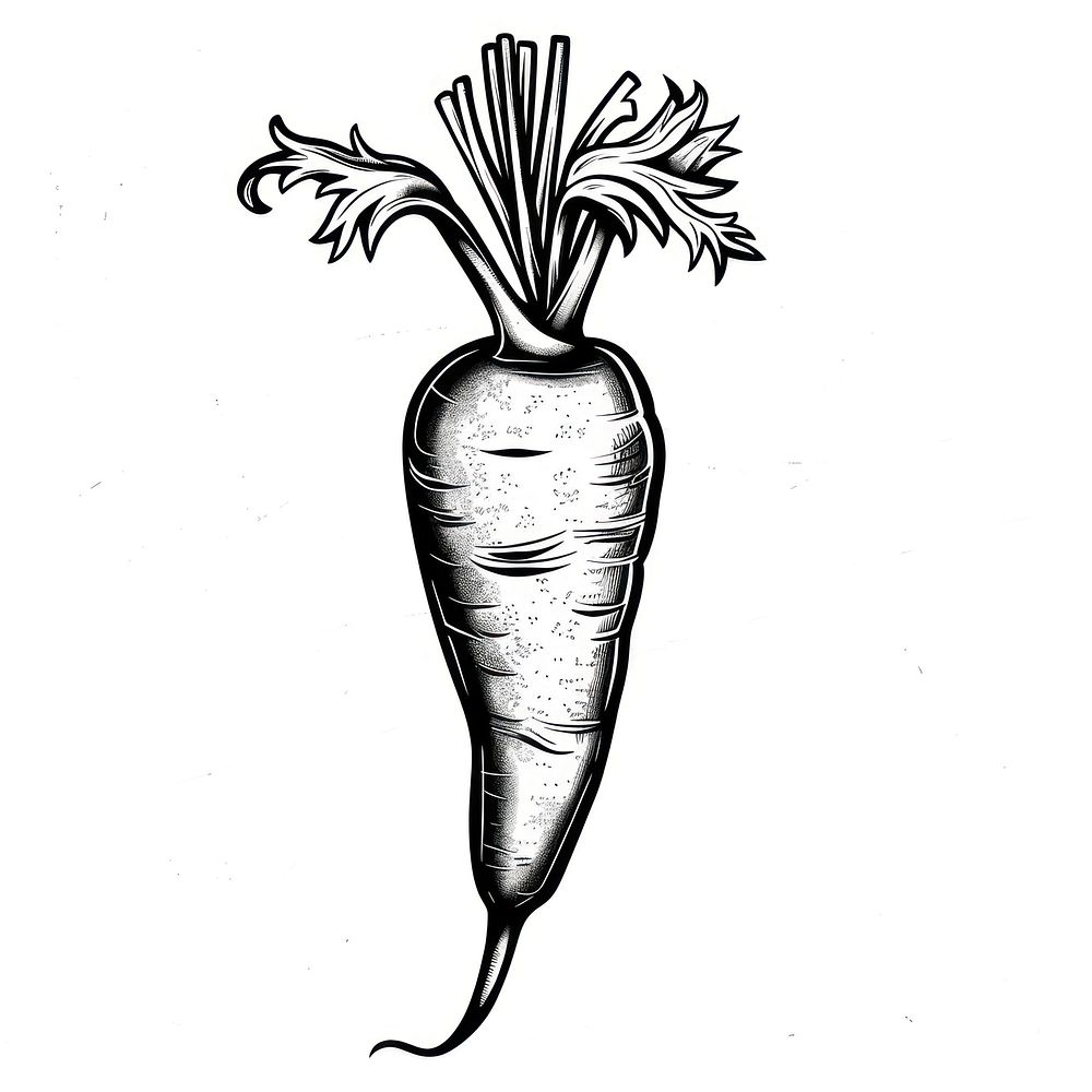 Carrot tattoo flash illustration vegetable produce parsnip.