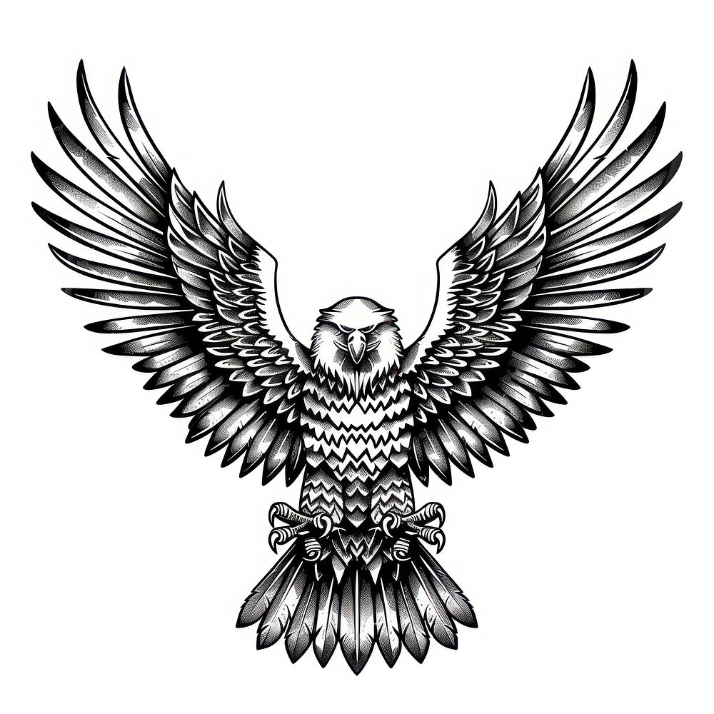 Eagle tattoo flash illustration emblem symbol animal.