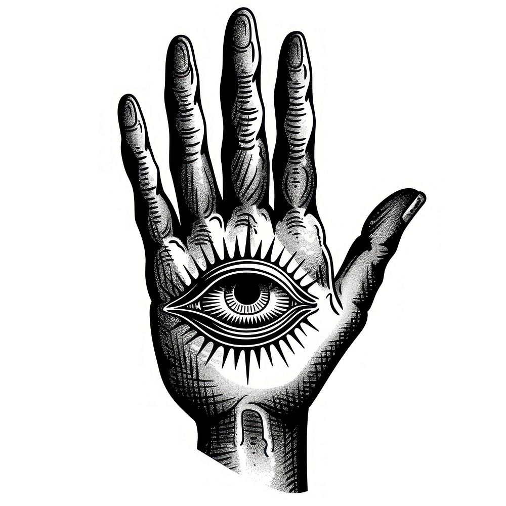 Hand tattoo flash illustration illustrated clothing apparel.