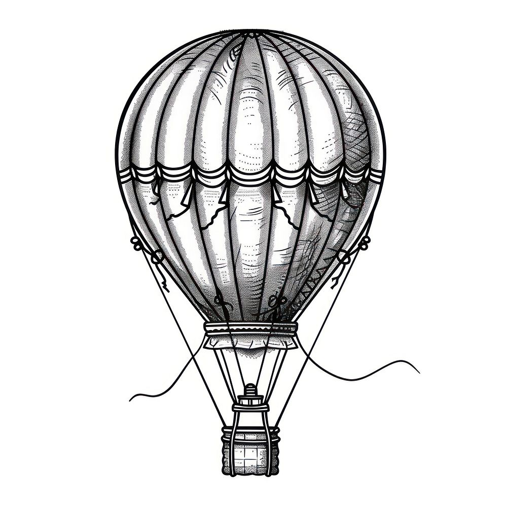 Hot air balloon tattoo flash illustration transportation illustrated chandelier.