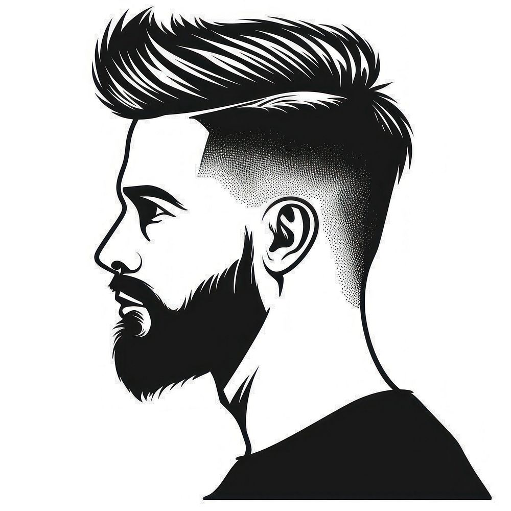 Illustration of haircut men head stencil person.