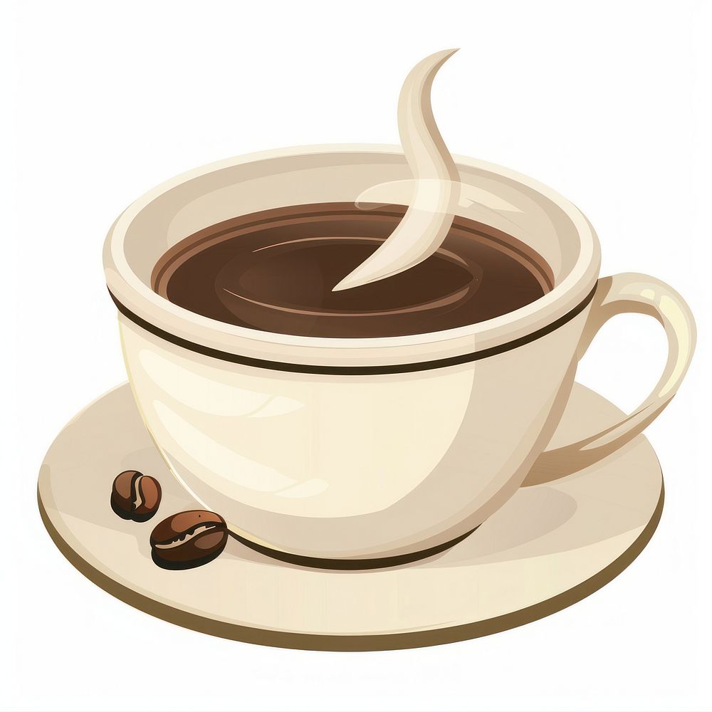 Illustration of hot coffee chocolate beverage dessert.