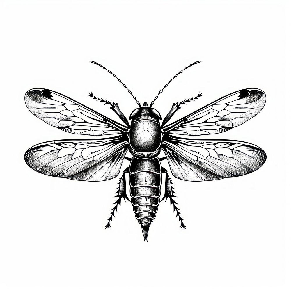 Insect tattoo flash illustration invertebrate illustrated andrena.
