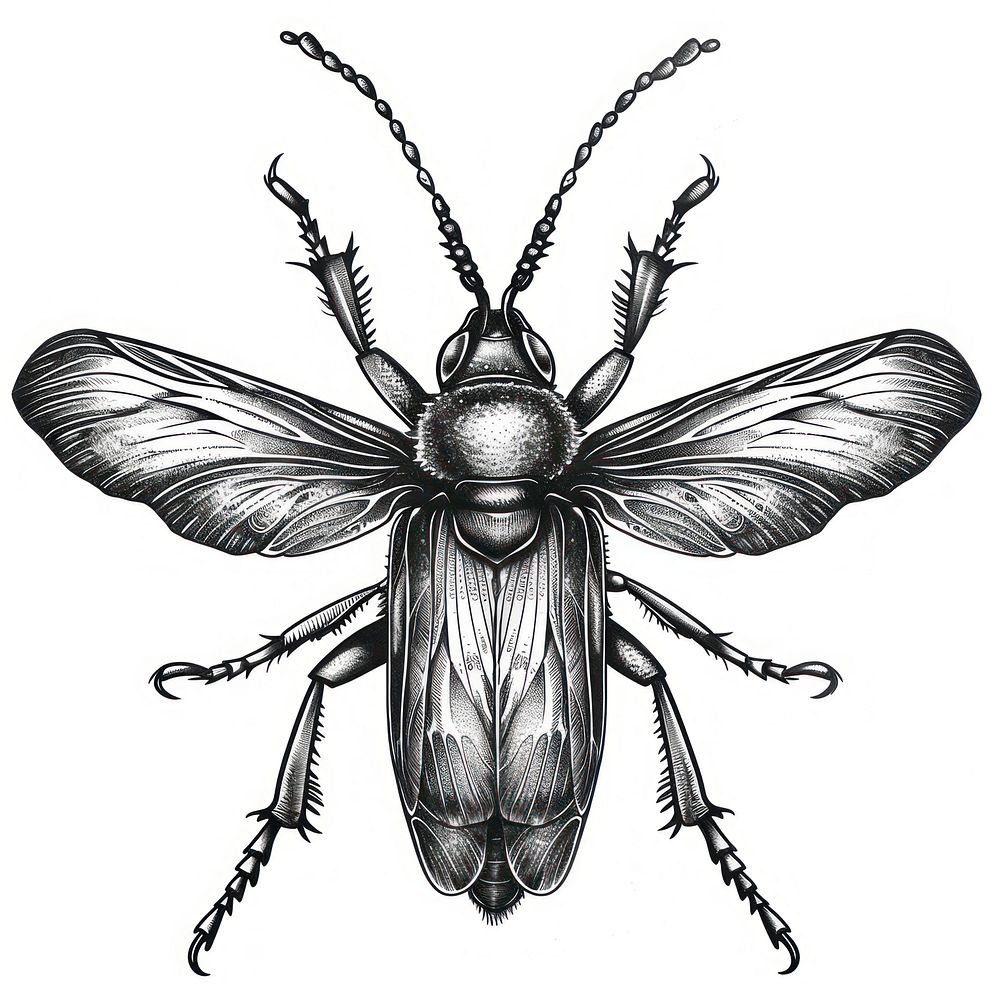 Insect tattoo flash illustration invertebrate arachnid andrena.