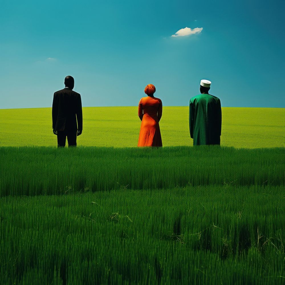 Photo of a African Wedding outdoors standing walking.