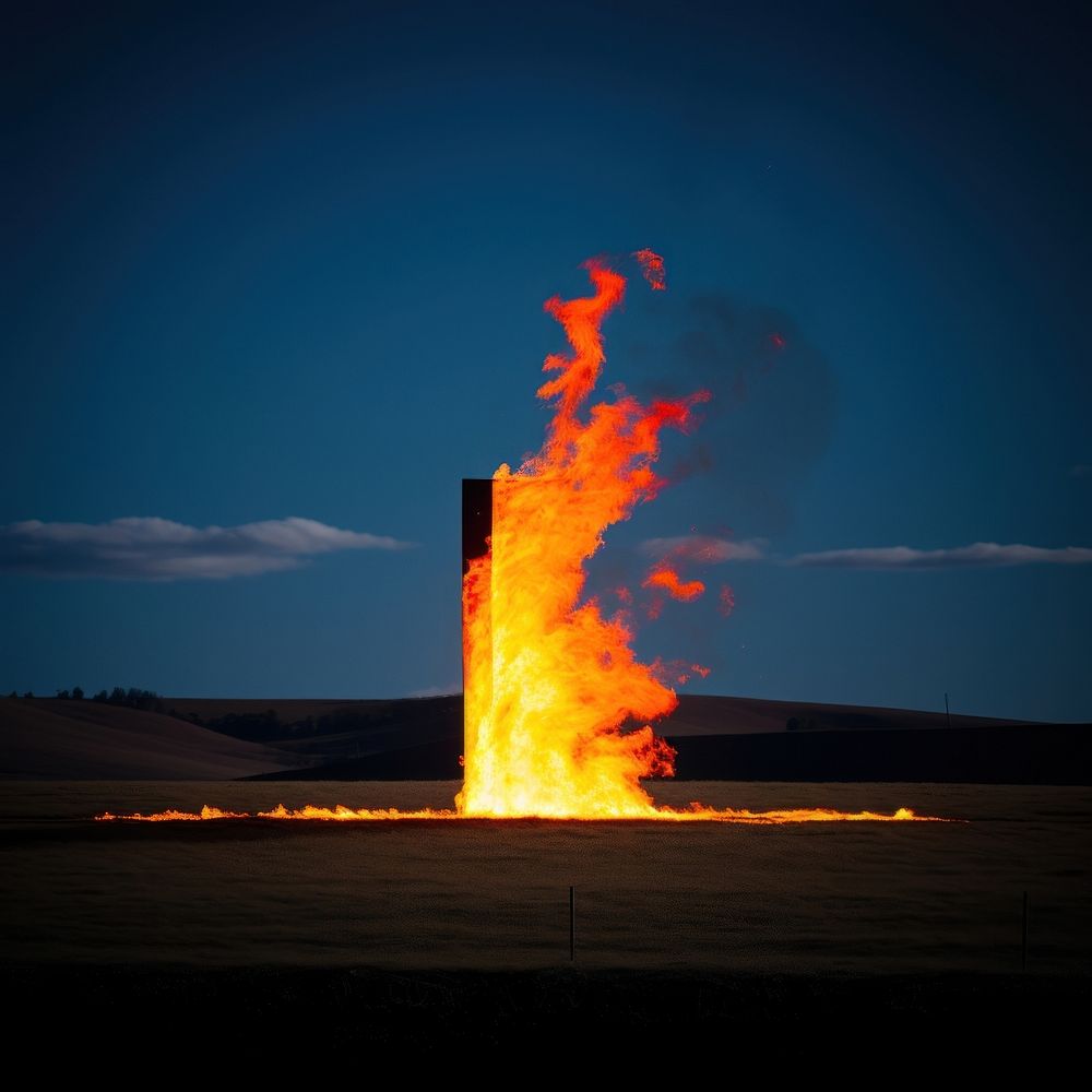 Photo of a fire outdoors mountain bonfire.