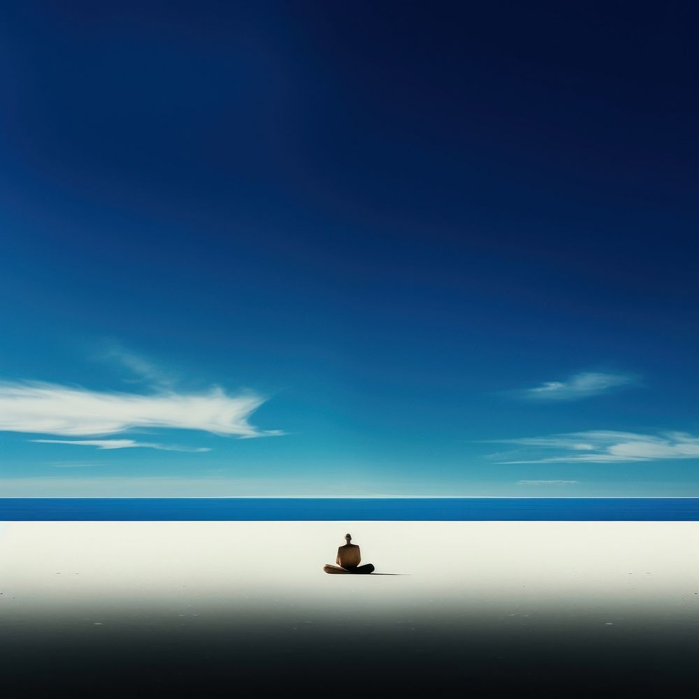 Photo of international yoga day shoreline outdoors horizon.