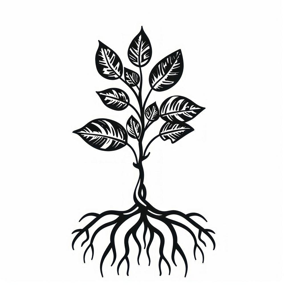 Plant tattoo flash illustration illustrated stencil drawing.