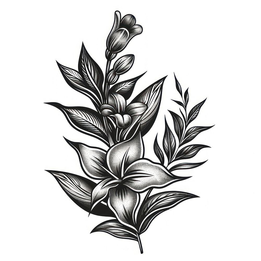 Plant tattoo flash illustration illustrated graphics pattern.