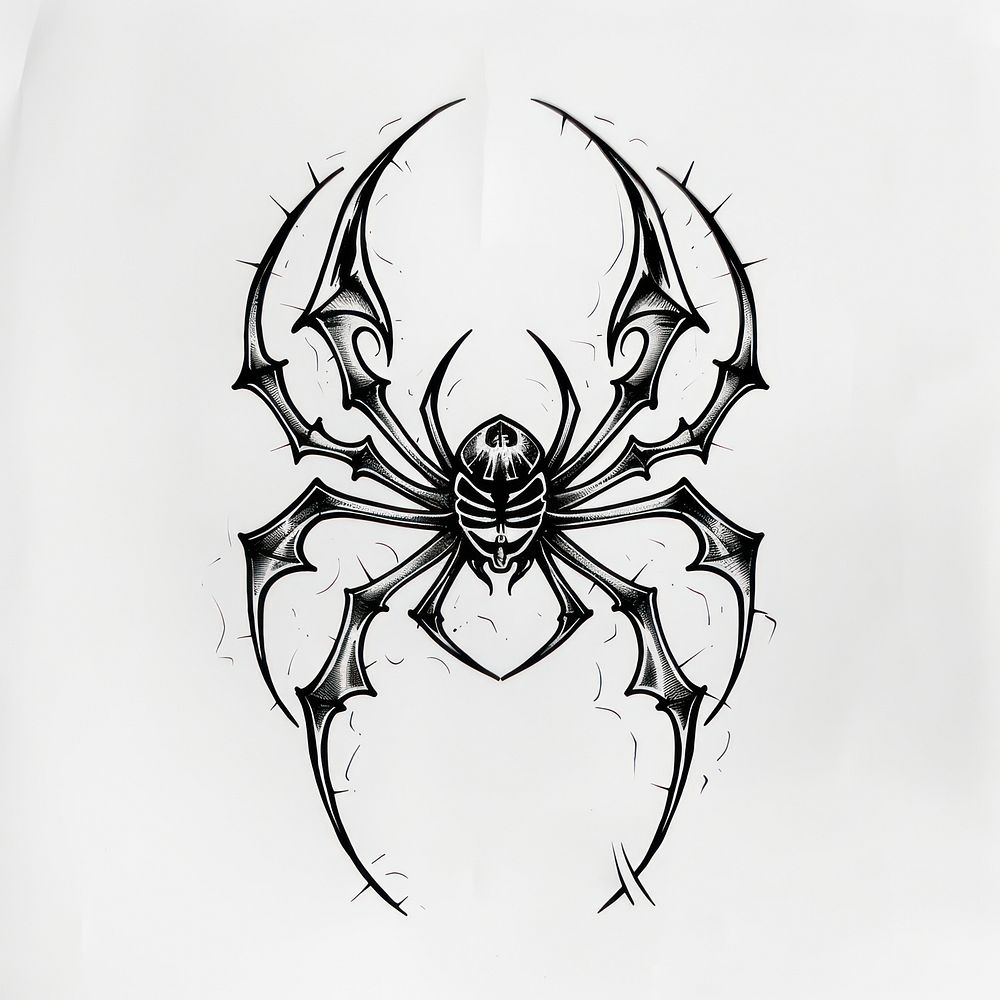 Spider tattoo flash illustration invertebrate illustrated arachnid.