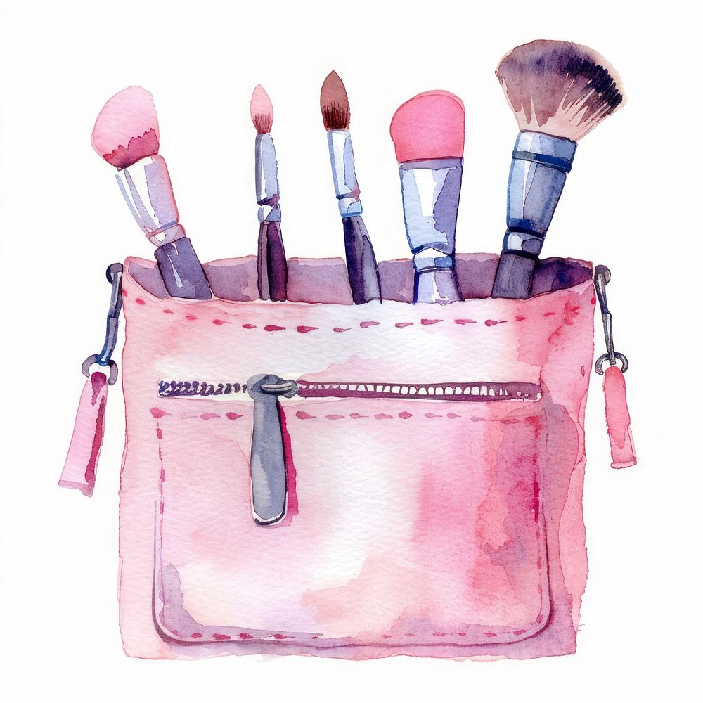 Watercolor of cosmetic cosmetics brush weaponry.