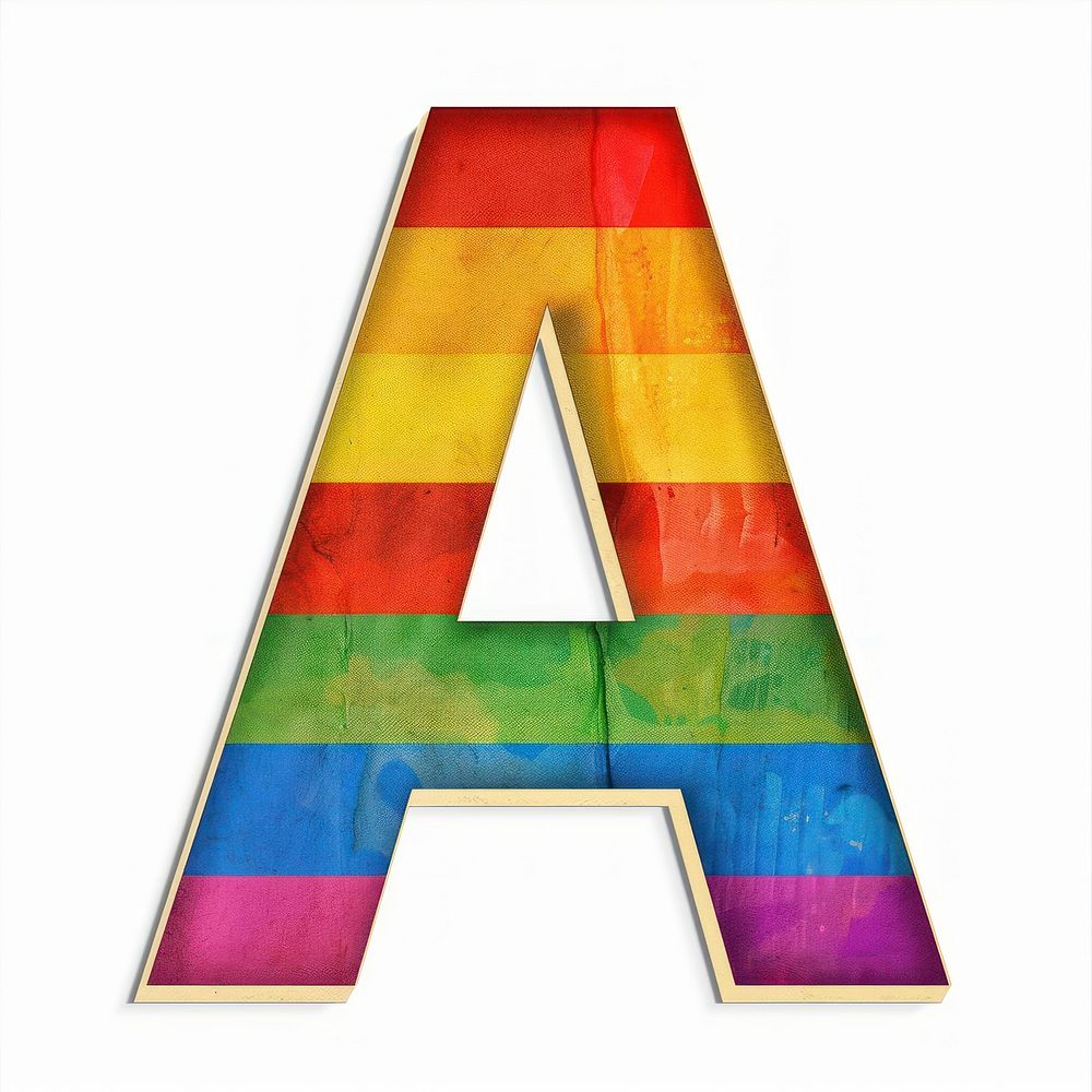 Rainbow with alphabet A blackboard triangle purple.