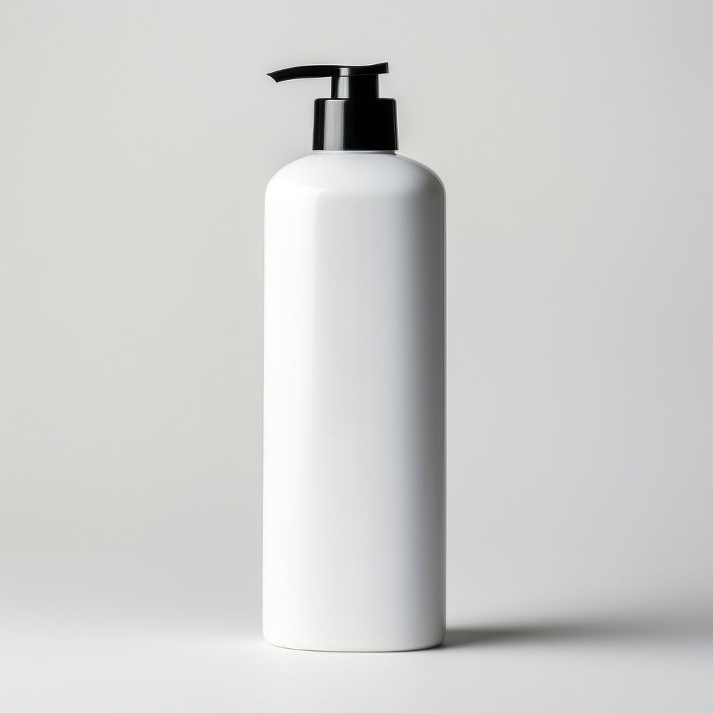 Shampoo bottle cylinder white white background.