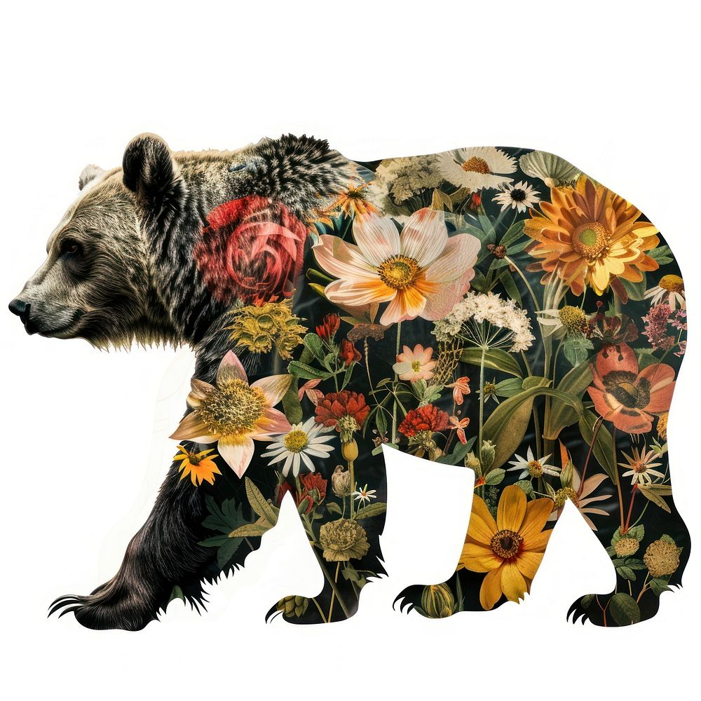 Flower Collage bear flower pattern mammal.