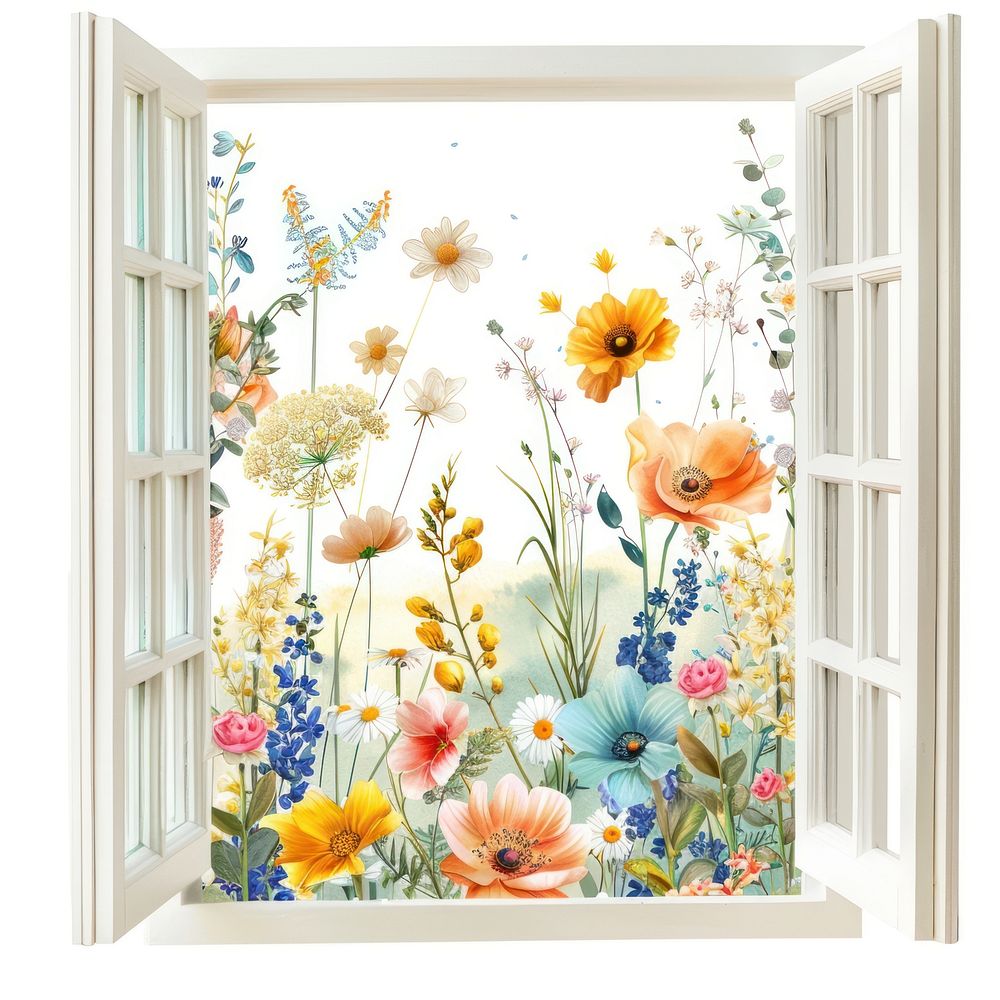 Flower Collage window pattern flower painting.