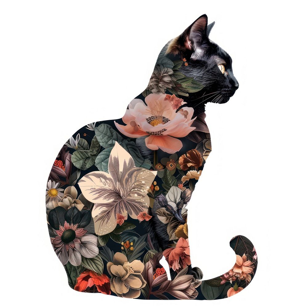 Flower Collage cat pattern animal mammal.