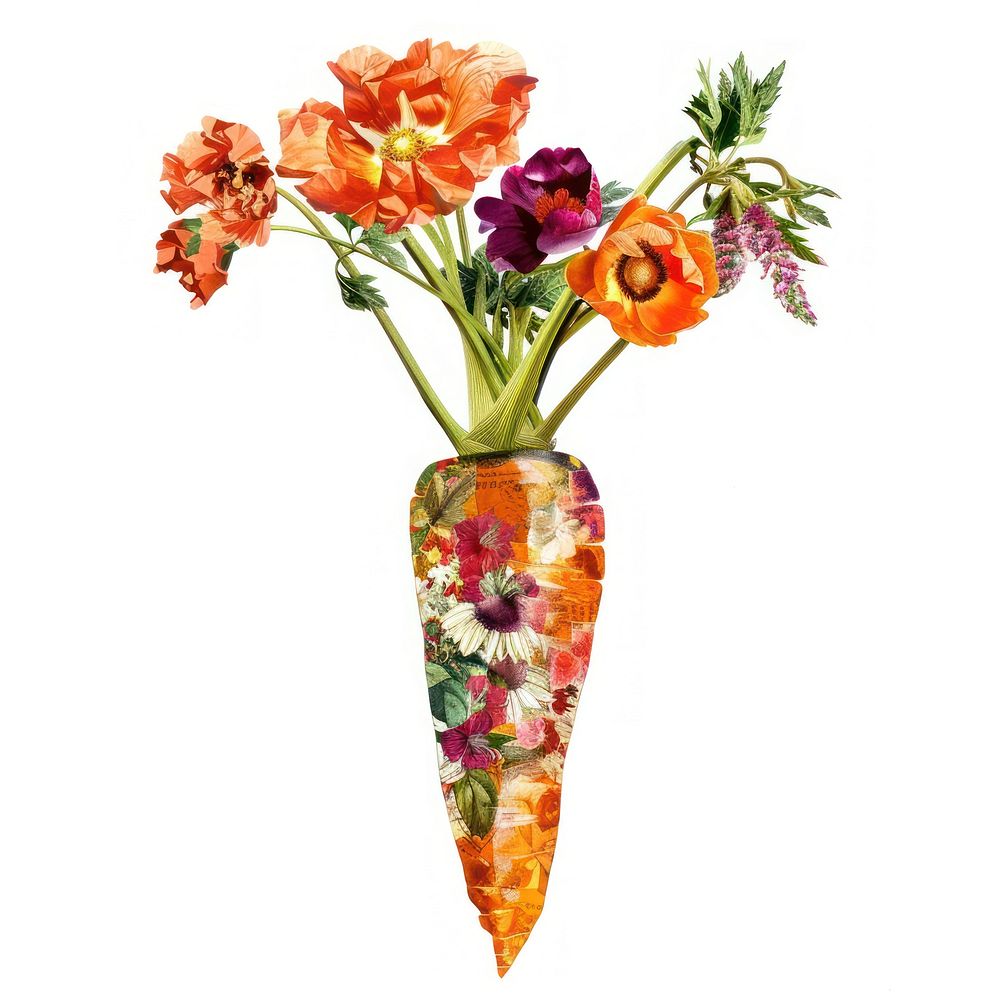 Flower Collage carrot flower vegetable pattern.