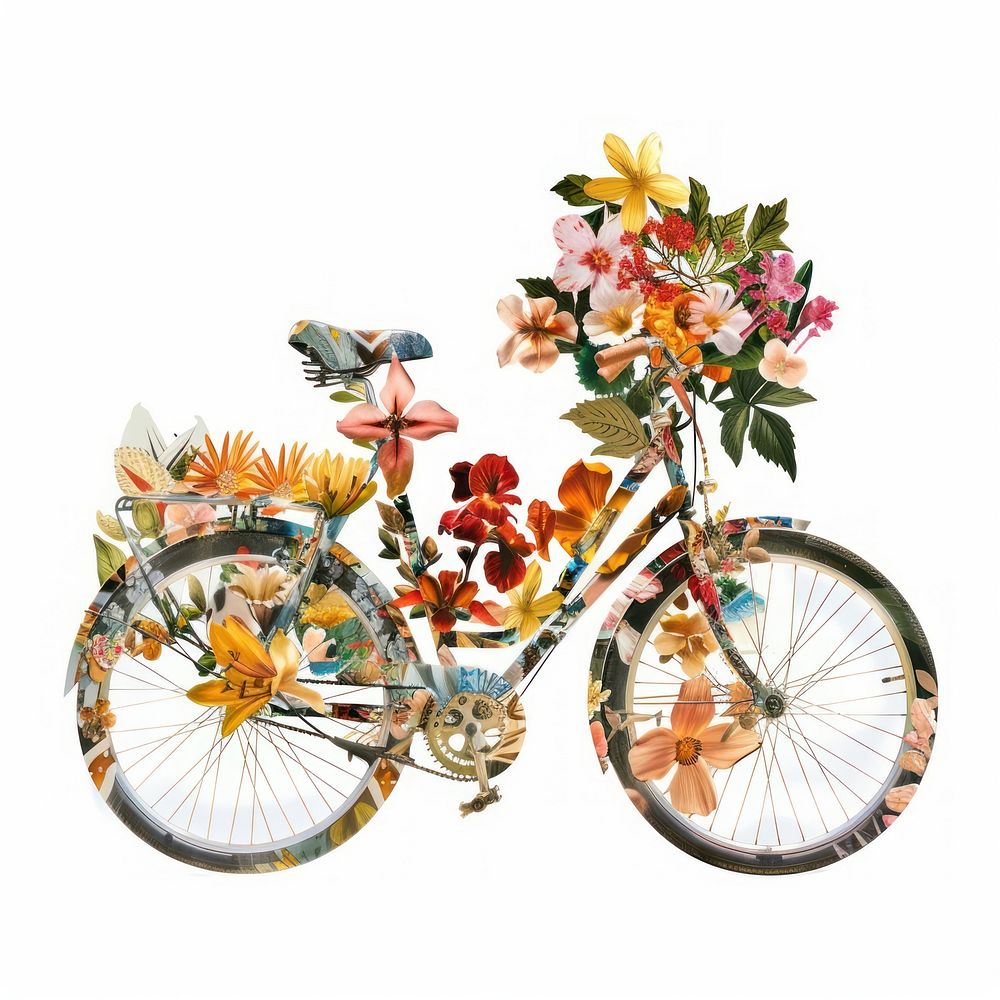 Flower Collage bicycle flower vehicle wheel.