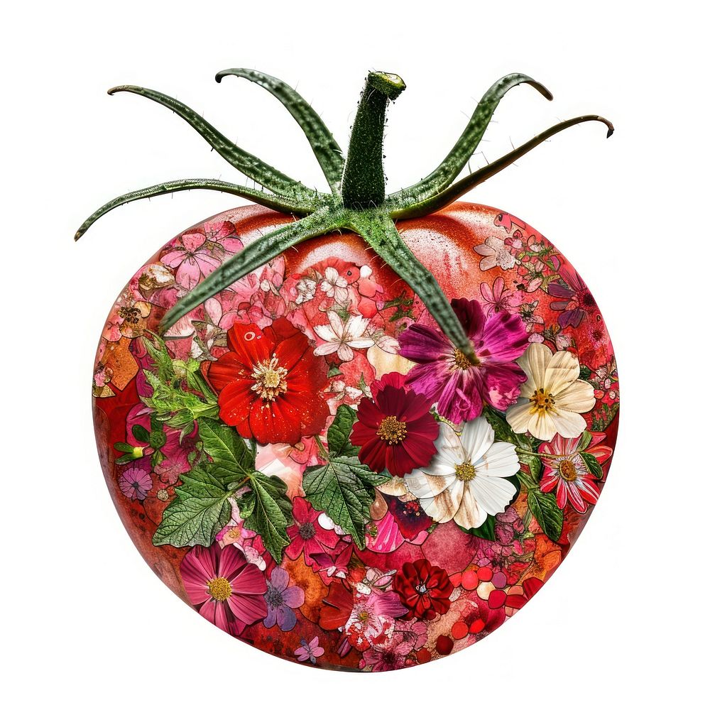 Flower Collage tomato flower fruit plant.