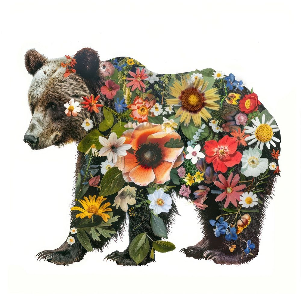 Flower Collage bear flower pattern mammal.