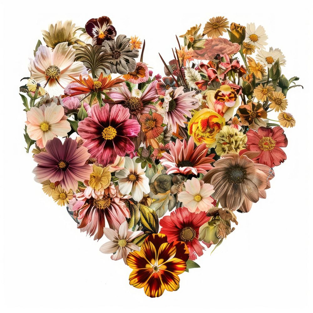 Flower Collage heart shaped pattern flower collage.