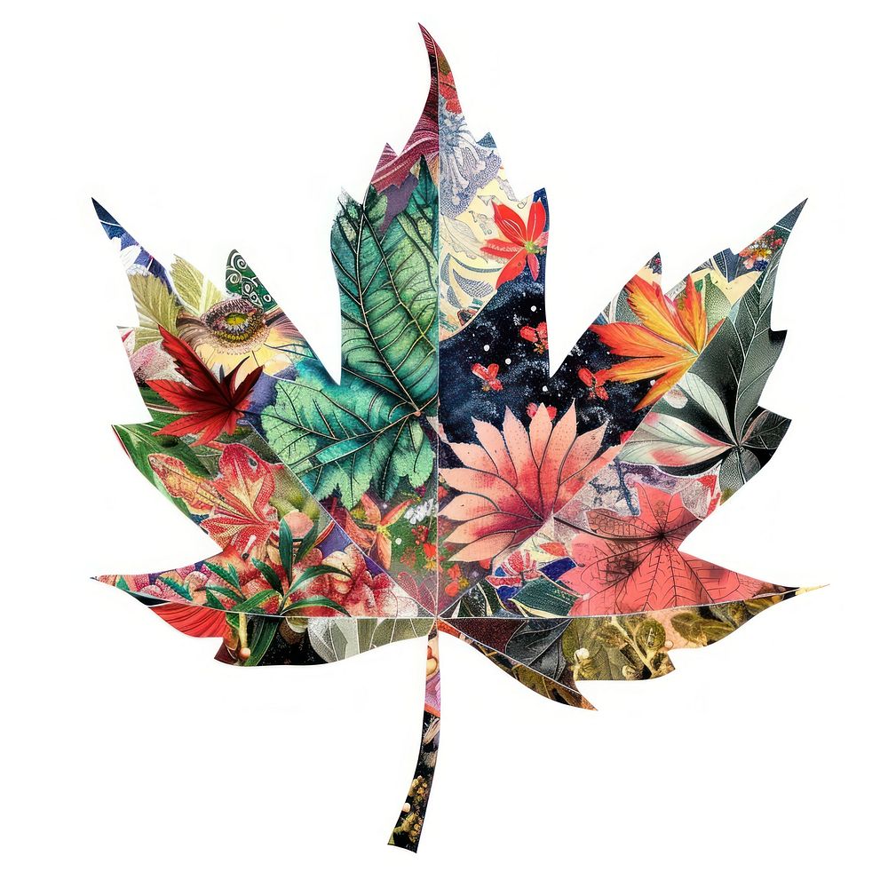 Flower Collage maple leaf pattern collage plant.