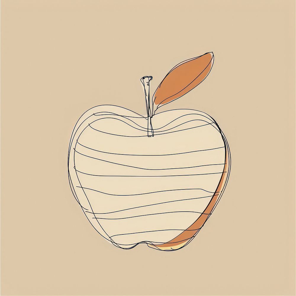 Hand drawn of apple drawing sketch cartoon.