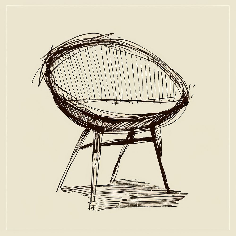 Hand drawn of chair drawing sketch furniture.