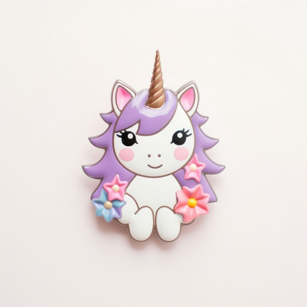 Brooch of cute unicorn dessert cartoon icing.