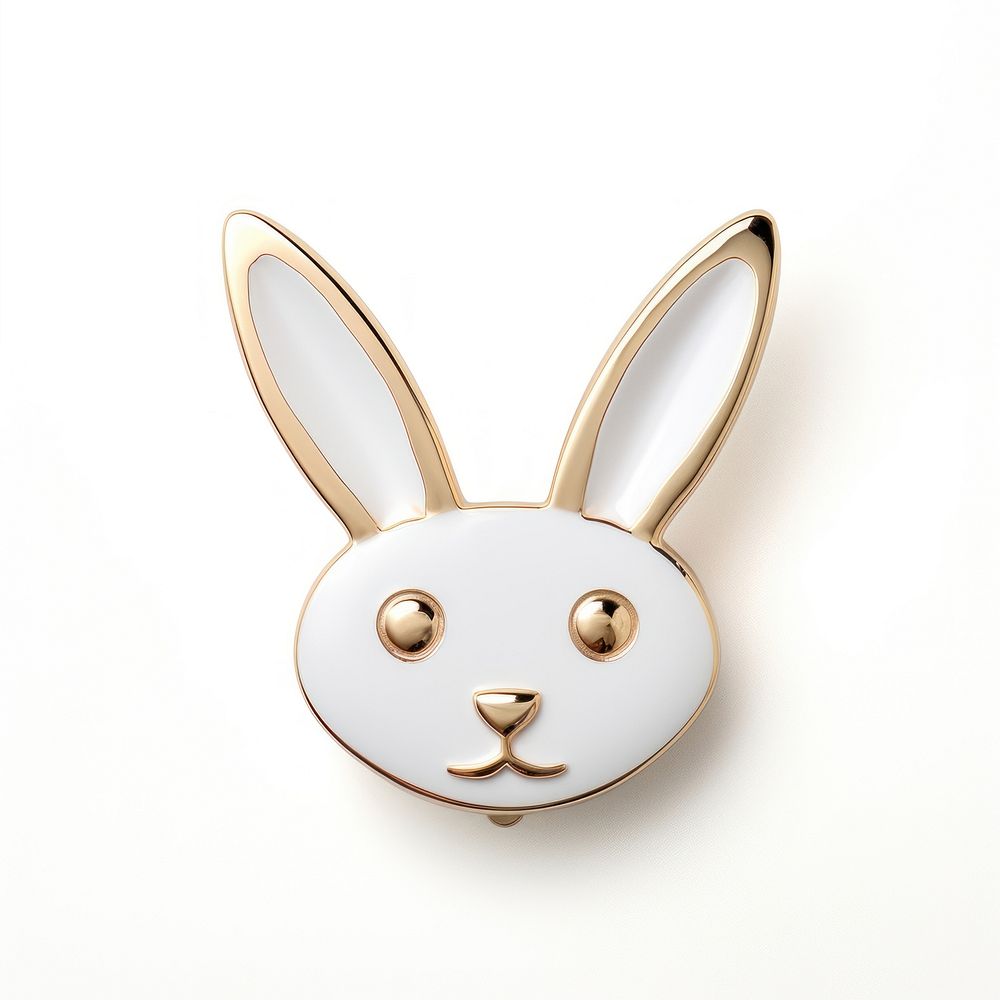 Brooch of cute bunny cartoon white white background.